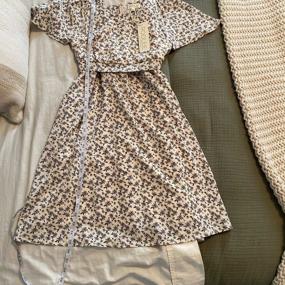 ROOLEE Floral Midi Dress - Cream and Blue - Picture 4 of 6